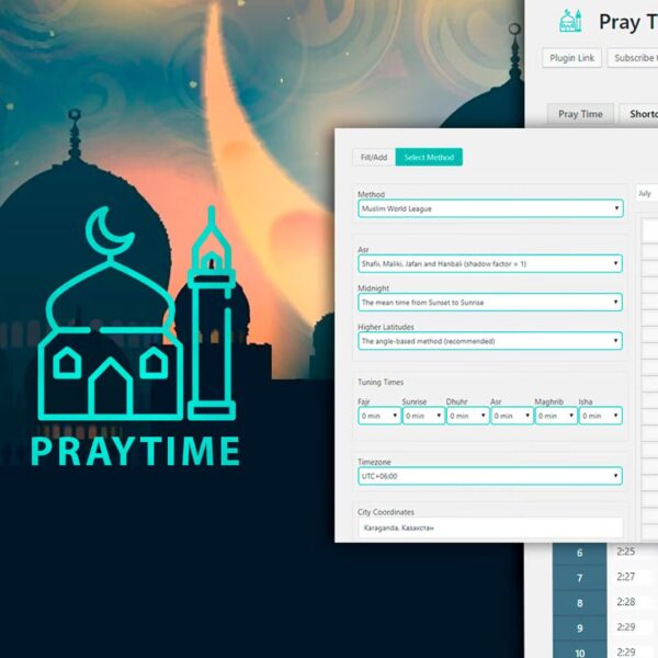 PrayTimes - Islamic Prayer Time WordPress Plugin